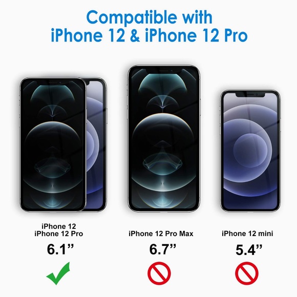 JETech Screen Protector for iPhone 12/12 Pro 6.1-Inch, Tempered Glass Film - Picture 2 of 6